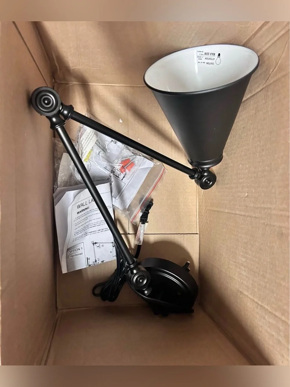 Vintage Adjustable Swing Arm Wall Lamp – Foldable Black Wall Light